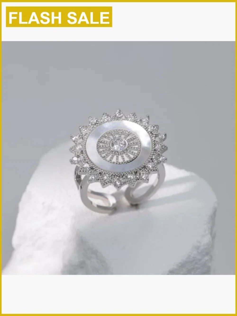 Adjustable Wide Band Ring with Cubic Zirconia, Non-Tarnish 18K Gold/Platinum